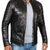 Cafe Racer Biker Leather Jacket